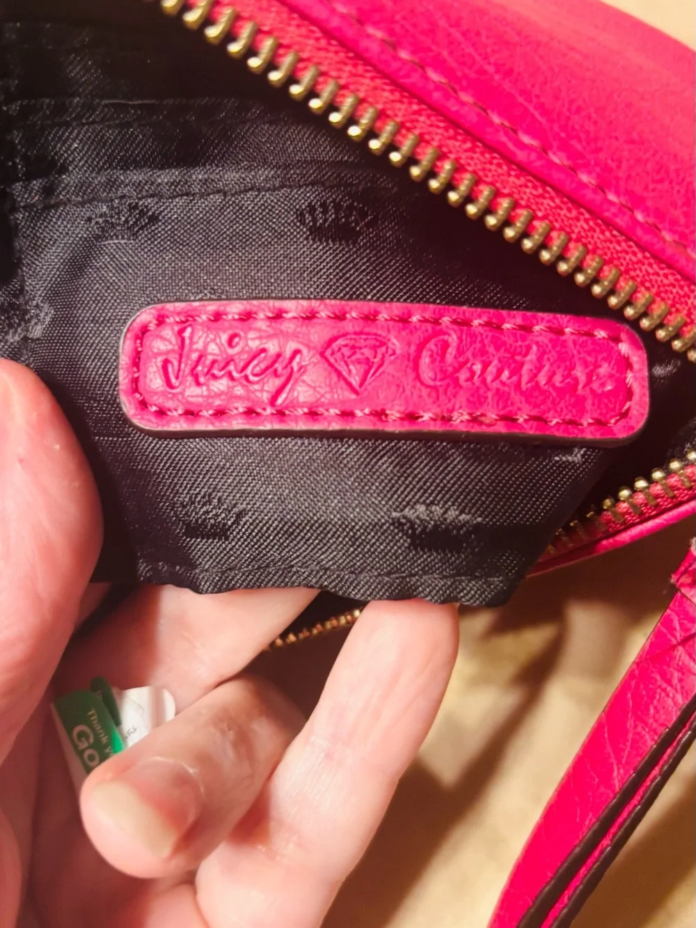 Juicy Couture Hot Pink Wristlet with Branded Logo Plate NWOT